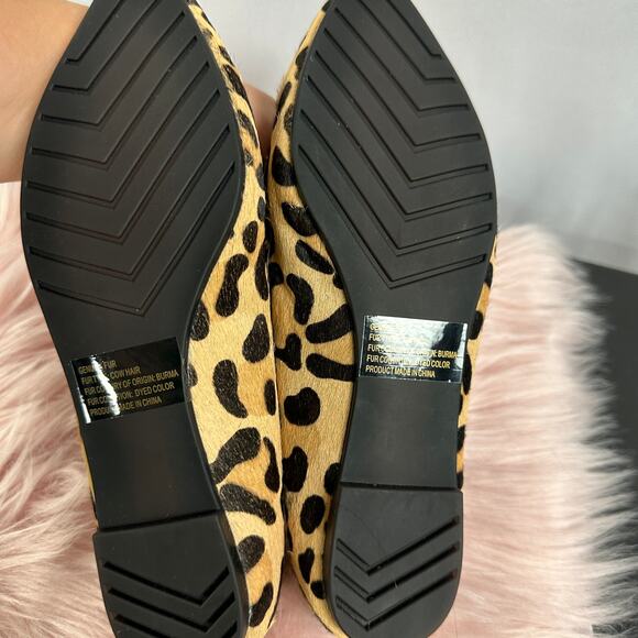 ME TOO Audra 9 Genuine Calf Hair Suede Loafer Flats Leopard Print Tan Size 4M - Picture 2 of 5